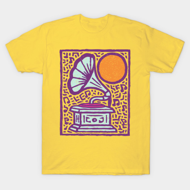 Retro Gramophone Pop Art | Start Listening Purple T-Shirt by TuncGK
