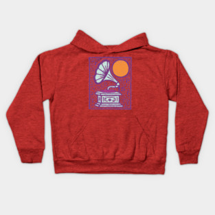 Retro Gramophone Pop Art | Start Listening Purple Kids Hoodie