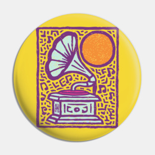 Retro Gramophone Pop Art | Start Listening Purple Pin