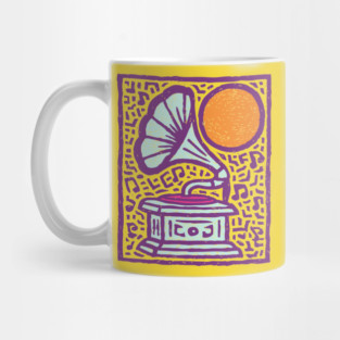 Retro Gramophone Pop Art | Start Listening Purple Mug