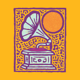 Retro Gramophone Pop Art | Start Listening Purple T-Shirt