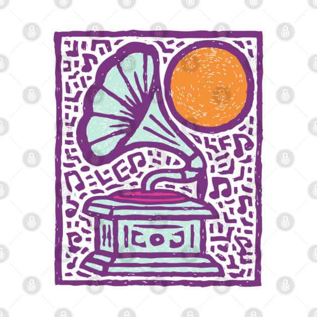 Retro Gramophone Pop Art | Start Listening Purple by TuncGK