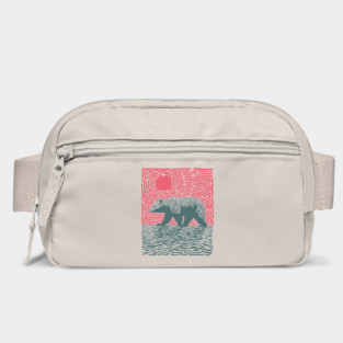 Grizzly Bear Woodblock Nature Art Bag