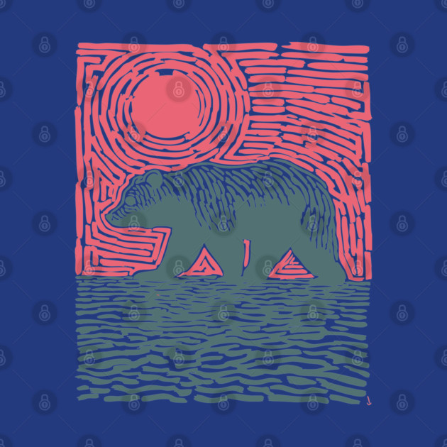 Grizzly Bear Woodblock Nature Art by TuncGK