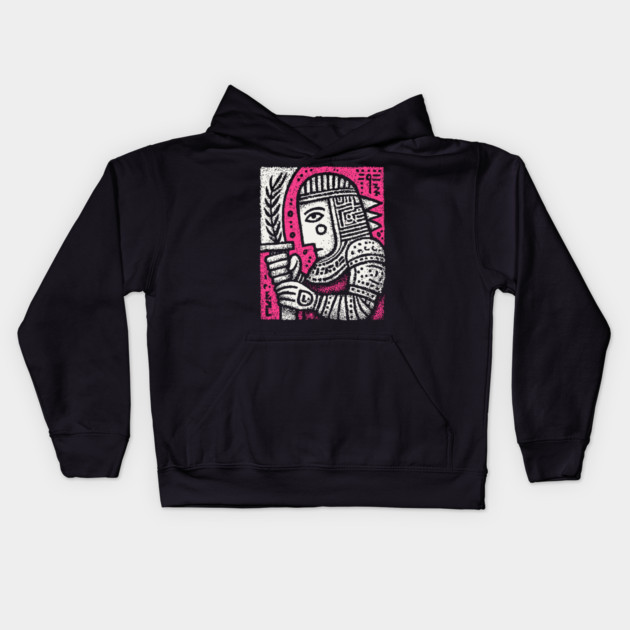 Medieval Knight Portrait Folk Art Kids Hoodie by TuncGK