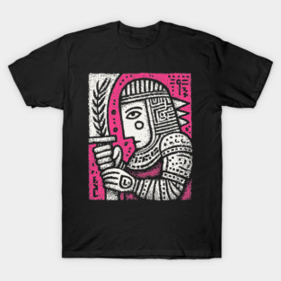 Medieval Knight Portrait Folk Art T-Shirt