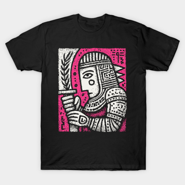 Medieval Knight Portrait Folk Art T-Shirt by TuncGK