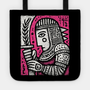 Medieval Knight Portrait Folk Art Tote