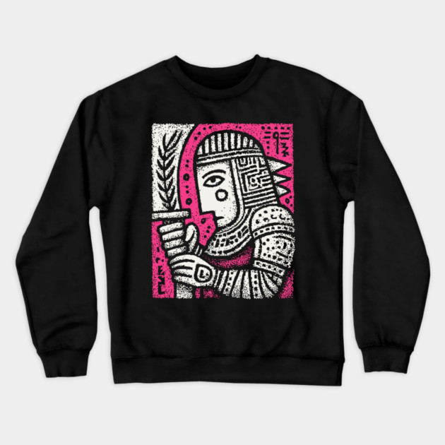 Medieval Knight Portrait Folk Art Crewneck Sweatshirt by TuncGK