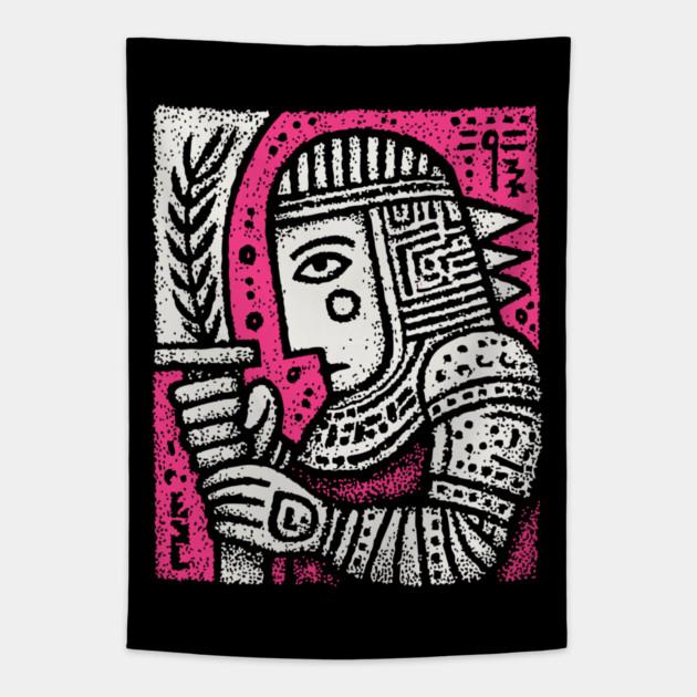 Medieval Knight Portrait Folk Art Tapestry by TuncGK