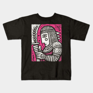 Medieval Knight Portrait Folk Art Kids T-Shirt