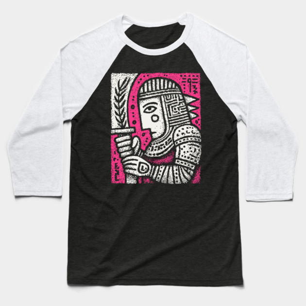 Medieval Knight Portrait Folk Art Baseball T-Shirt by TuncGK