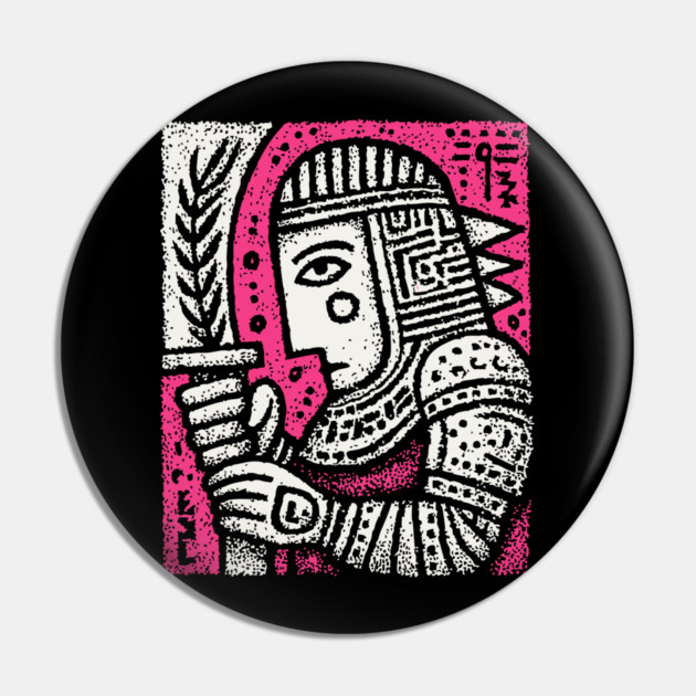 Medieval Knight Portrait Folk Art Pin by TuncGK