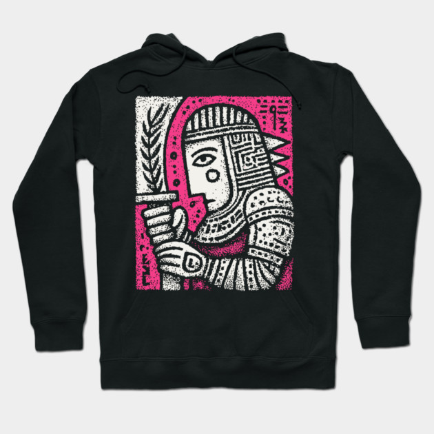 Medieval Knight Portrait Folk Art Hoodie by TuncGK