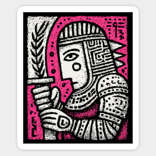 Medieval Knight Portrait Folk Art Sticker