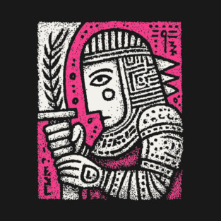 Medieval Knight Portrait Folk Art T-Shirt