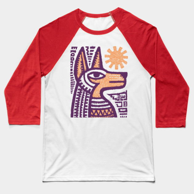 Anubis Egyptian God Folk Art Baseball T-Shirt by TuncGK
