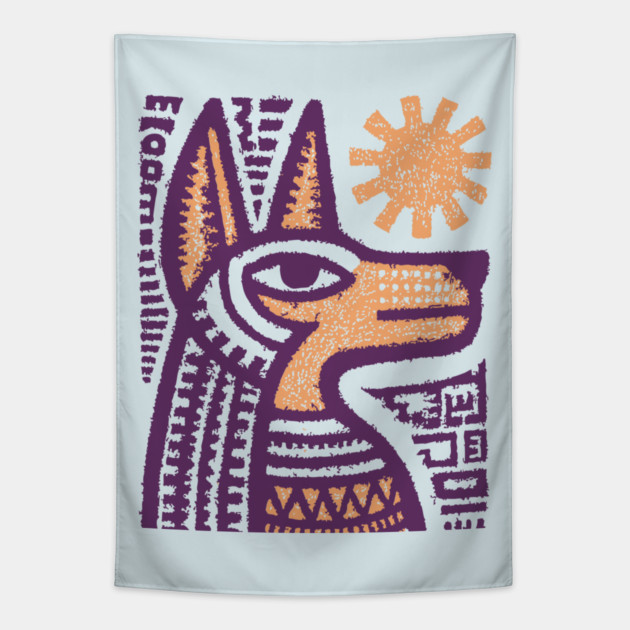 Anubis Egyptian God Folk Art Tapestry by TuncGK
