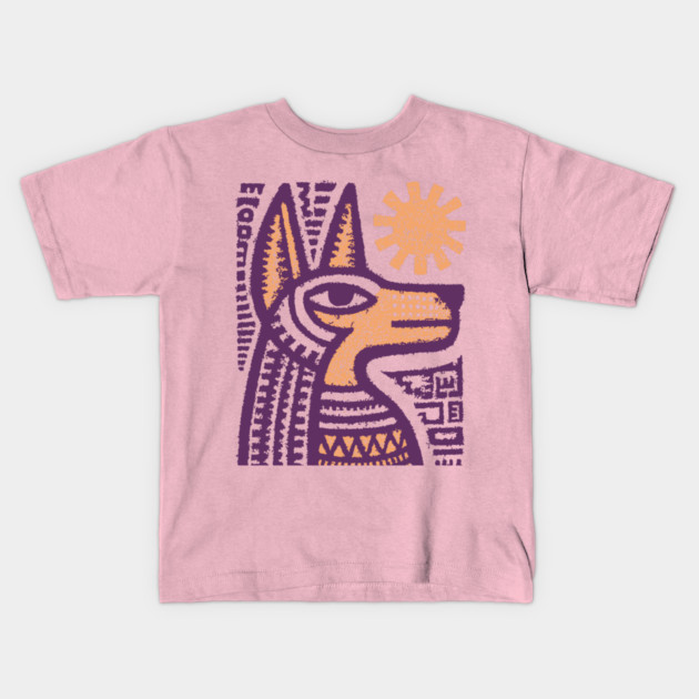Anubis Egyptian God Folk Art Kids T-Shirt by TuncGK