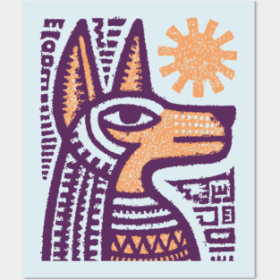 Anubis Egyptian God Folk Art Posters and Art