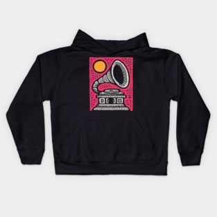 Vintage Gramophone Music - Vibrant Pop Art Design Kids Hoodie