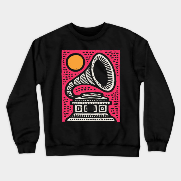 Vintage Gramophone Music - Vibrant Pop Art Design Crewneck Sweatshirt by TuncGK