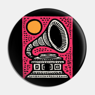 Vintage Gramophone Music - Vibrant Pop Art Design Pin