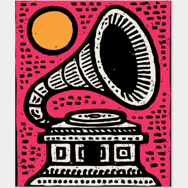 Vintage Gramophone Music - Vibrant Pop Art Design Wall Art by TuncGK