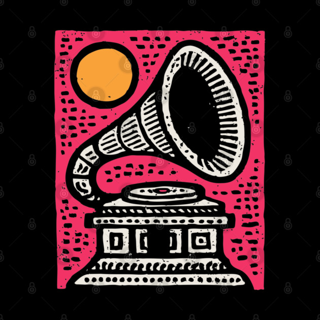Vintage Gramophone Music - Vibrant Pop Art Design by TuncGK