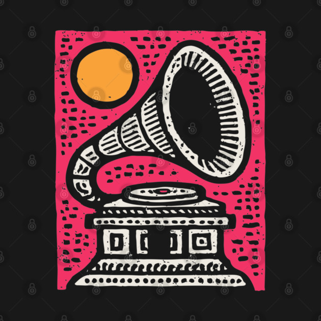 Vintage Gramophone Music - Vibrant Pop Art Design by TuncGK