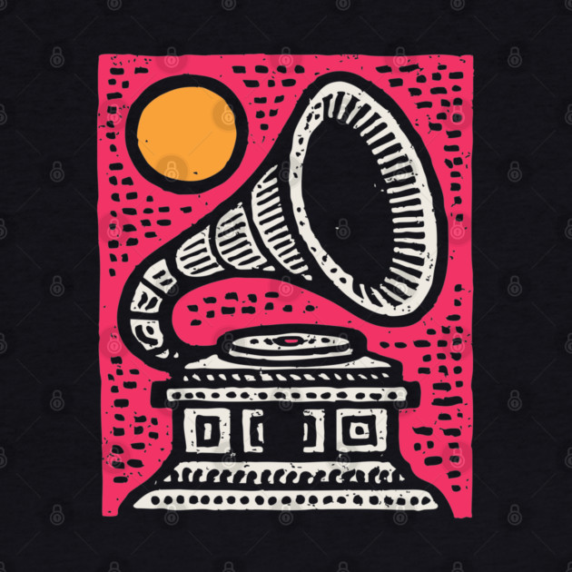 Vintage Gramophone Music - Vibrant Pop Art Design by TuncGK