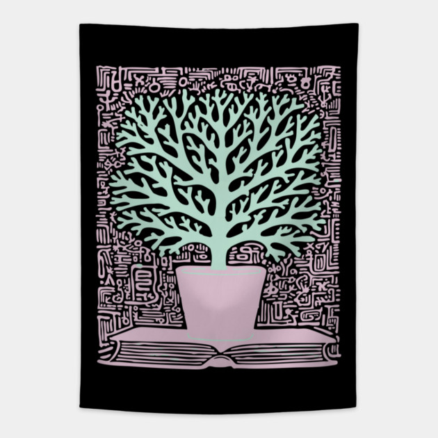 Tree of Knowledge From Book Folk Art Tapestry by TuncGK
