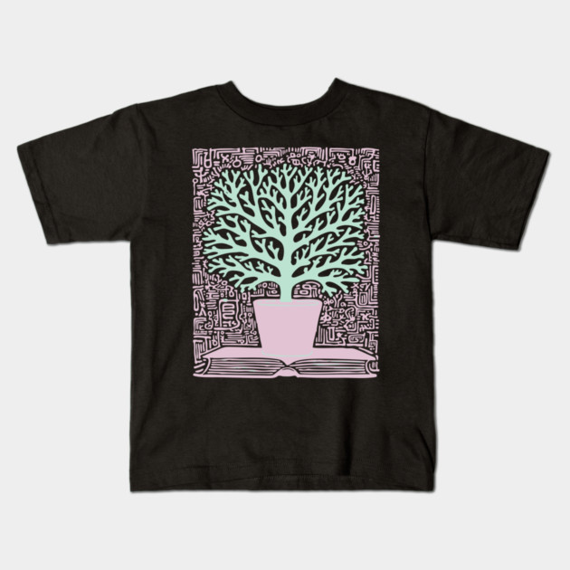 Tree of Knowledge From Book Folk Art Kids T-Shirt by TuncGK