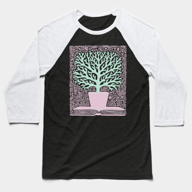 Tree of Knowledge From Book Folk Art Baseball T-Shirt by TuncGK