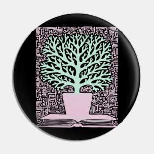Tree of Knowledge From Book Folk Art Pin