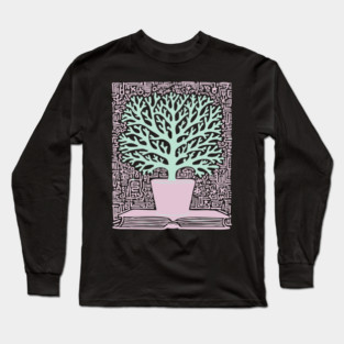 Tree of Knowledge From Book Folk Art Long Sleeve T-Shirt