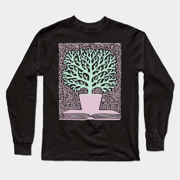 Tree of Knowledge From Book Folk Art Long Sleeve T-Shirt by TuncGK