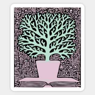 Tree of Knowledge From Book Folk Art Sticker