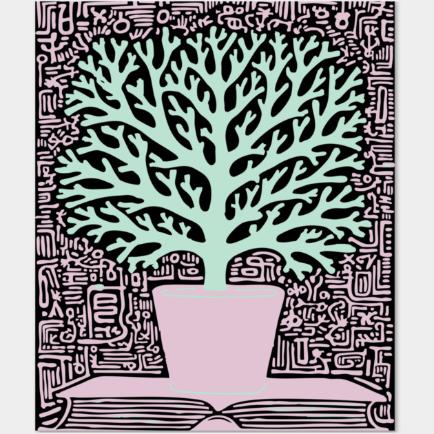 Tree of Knowledge From Book Folk Art Wall Art by TuncGK