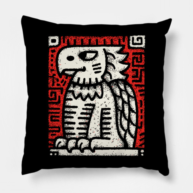 Ancient Griffin Crest Woodcut Pillow by TuncGK