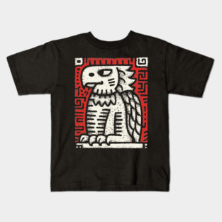 Ancient Griffin Crest Woodcut Kids T-Shirt