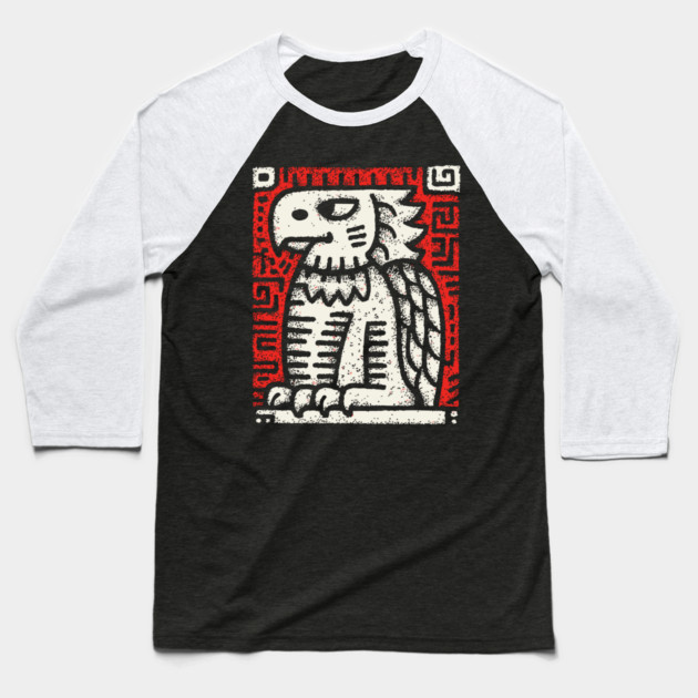 Ancient Griffin Crest Woodcut Baseball T-Shirt by TuncGK