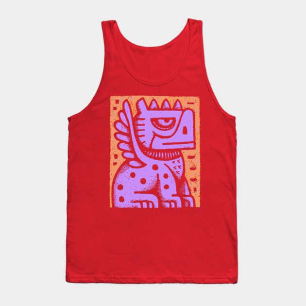 Mythical Griffin Folk Art Print Tank Top by TuncGK