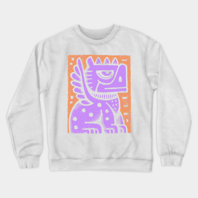 Mythical Griffin Folk Art Print Crewneck Sweatshirt by TuncGK