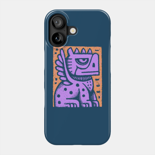 Mythical Griffin Folk Art Print Phone Case by TuncGK