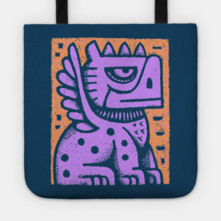 Mythical Griffin Folk Art Print Tote