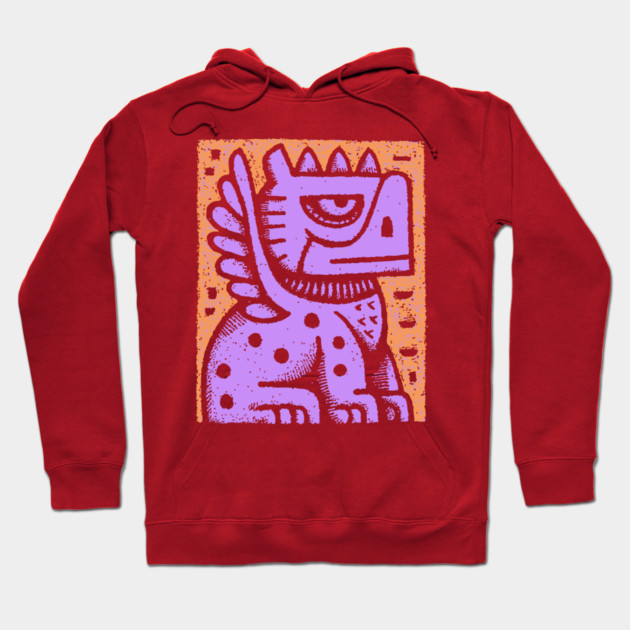 Mythical Griffin Folk Art Print Hoodie by TuncGK
