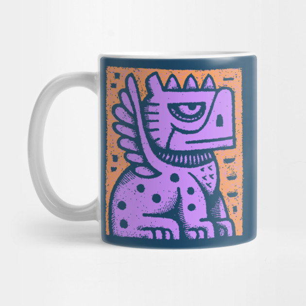 Mythical Griffin Folk Art Print by TuncGK