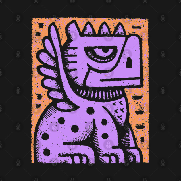 Mythical Griffin Folk Art Print by TuncGK