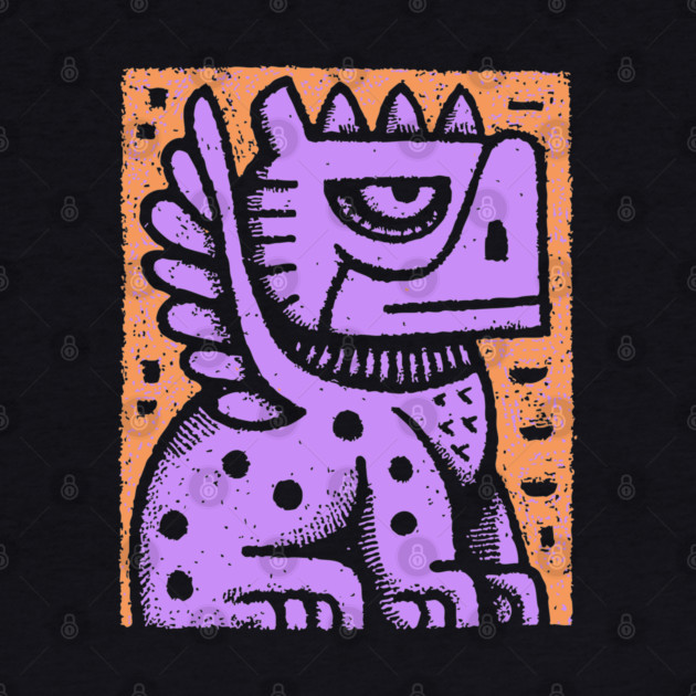 Mythical Griffin Folk Art Print by TuncGK